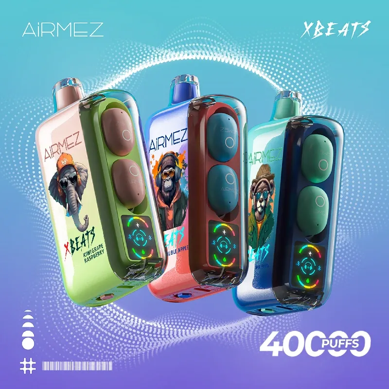 نفخة 40K Airmez Xbeats 40000 Puffs شاشة ذكية يمكن التخلص منها